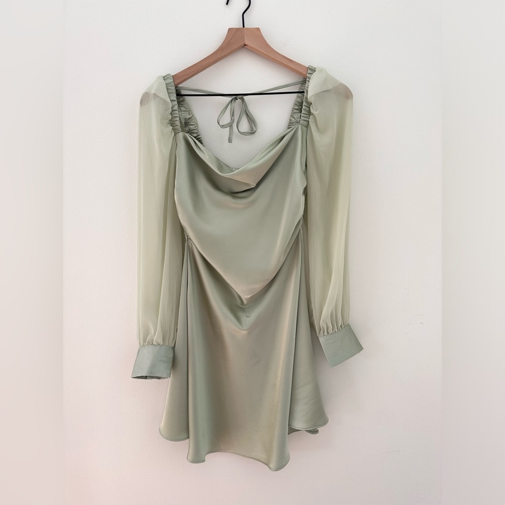 Silky Sage Green Mini Dress